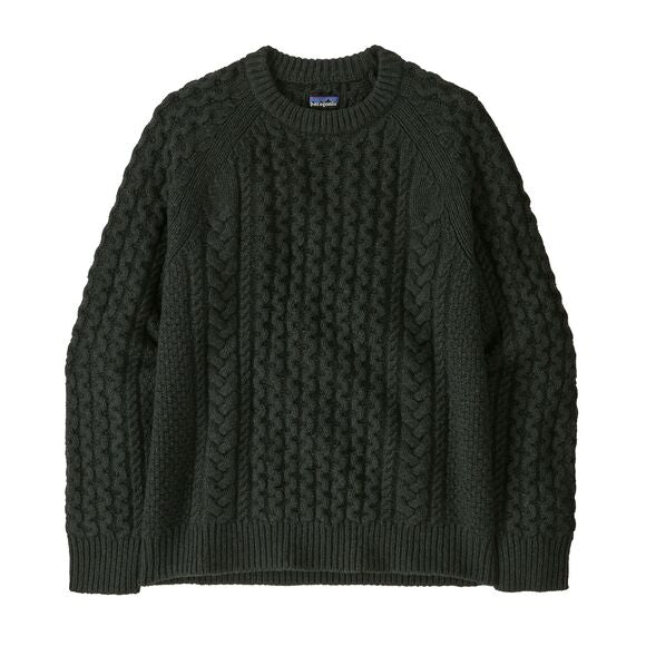 Recycled Wool-Blend Cable Knit Crewneck Sweater 51085
