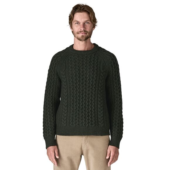 Recycled Wool-Blend Cable Knit Crewneck Sweater 51085